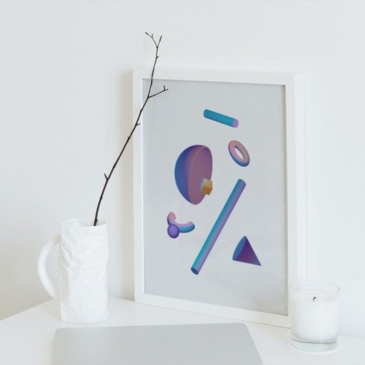 Holografischer 80er Moderne Futuristische Kunst Poster