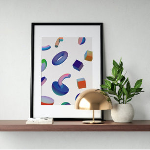 Holografischer 80er Moderne Futuristische Kunst Poster