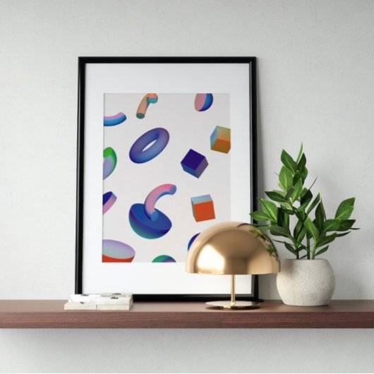 Holografischer 80er Moderne Futuristische Kunst Poster