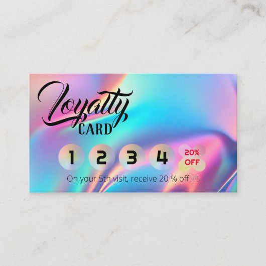 Holografischer Ästhetiker Elegant Script Calligrap Treuekarte (Vorderseite)