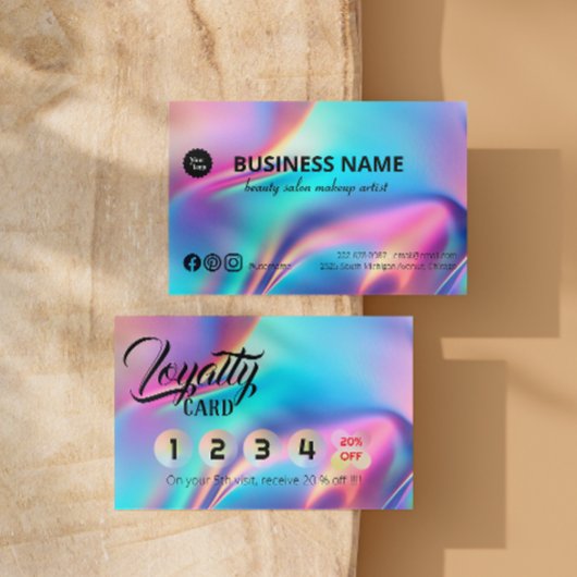 Holografischer Ästhetiker Elegant Script Calligrap Treuekarte