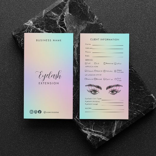 Holografischer Ästhetiker Eyelash Extension Client Visitenkarte