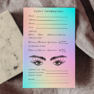Holografischer Ästhetiker Eyelash Extension Client Visitenkarte