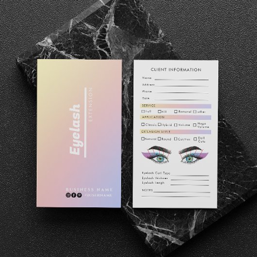 Holografischer Ästhetiker Eyelash Extensions Clien Visitenkarte