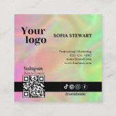 Holografischer Ästhetiker Modernes, Bold Instagram Quadratische Visitenkarte (Rückseite)