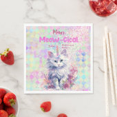 Holografischer Caticorn Meow-Gical Birthday Serviette (Beispiel)