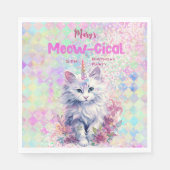 Holografischer Caticorn Meow-Gical Birthday Serviette (Vorderseite)
