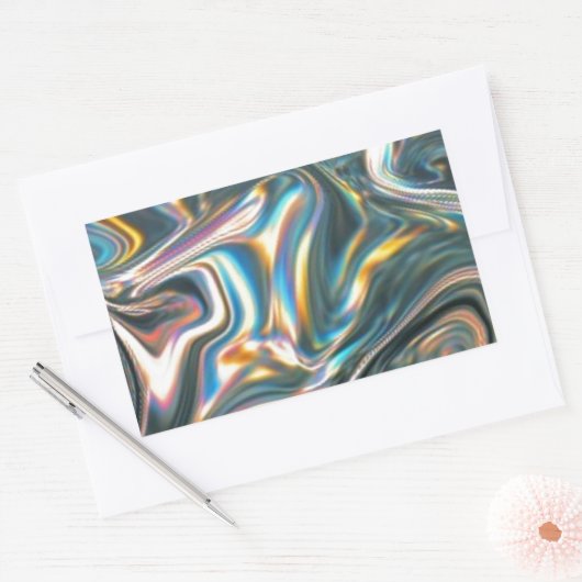 Holografischer Chrome Rechteckiger Aufkleber (Umschlag)
