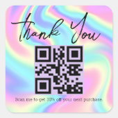 holografischer Dank für den Business-qr-Code Quadratischer Aufkleber (Vorderseite)