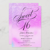 Holografischer Drehbuchschick des lila Glitzer Swe Einladung (Vorne/Hinten)