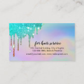Holografischer Drill Aquamarin Makeup Haar Stylist Visitenkarte (Rückseite)