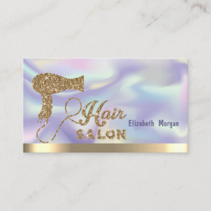 Holografischer Eleganter Gold Glitter Haartrockner Visitenkarte