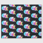 Holografischer Fox auf dem Mond mit Star Geschenkpapier (Flach)