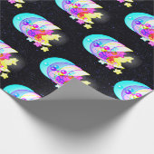 Holografischer Fox auf dem Mond mit Star Geschenkpapier (Ecke)