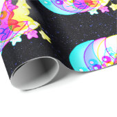 Holografischer Fox auf dem Mond mit Star Geschenkpapier (Rolleneckpunkt)