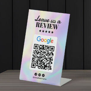 Holografischer Friseursalon Google Bewertungen Qr  Sockelschild