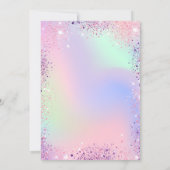 Holografischer Geburtstag eines rosa lila Glitzer Einladung (Rückseite)