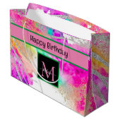 Holografischer Geburtstag Große Geschenktüte (Rückseite Schrägansicht)