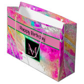 Holografischer Geburtstag Große Geschenktüte (Vorderseite Schrägansicht)