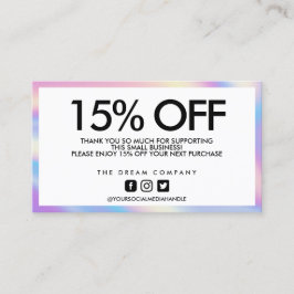 Holografischer geometrischer Rabatt Vielen Dank Visitenkarte