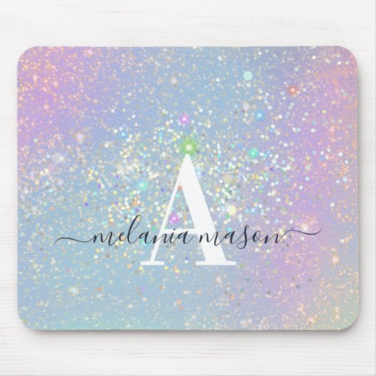 Holografischer Glam Glitzer Elegante Glitzern Mono Mousepad (Vorne)