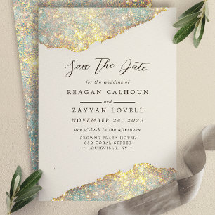Holografischer Glanz Moderne Glitter Save-the-Date Einladung