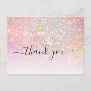 Holografischer Glitter Glam Eleganter Glanz Danke Postkarte
