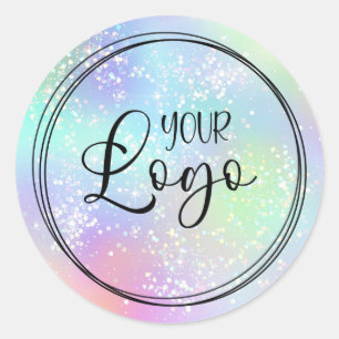 Holografischer Glitter-Regenbogen-Glam-Logo Runder Aufkleber
