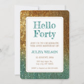 Holografischer Glitzer 40. Party Einladung (Vorderseite)