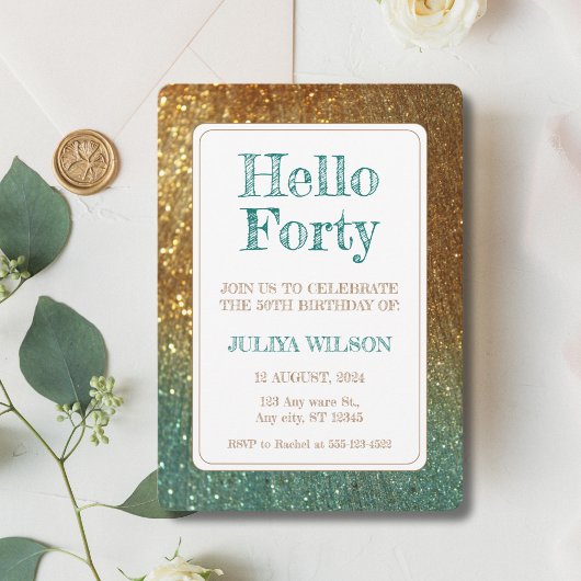 Holografischer Glitzer 40. Party Einladung