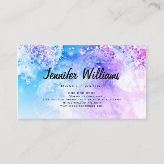 Holografischer Glitzer Aquarell Rodelbahn Visitenkarte (Rückseite)