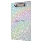 Holografischer Glitzer Bäckerei, Süßigkeiten Perso Klemmbrett (Links)