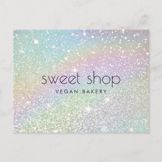 Holografischer Glitzer Bäckerei, Süßigkeiten Postkarte (Vorderseite)