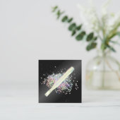 Holografischer Glitzer BB Glow Quadratische Visitenkarte (Stehend Vorderseite)