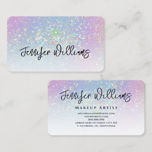 Holografischer Glitzer Elegante Glitzern Beauty Gl Visitenkarte (Vorne/Hinten)