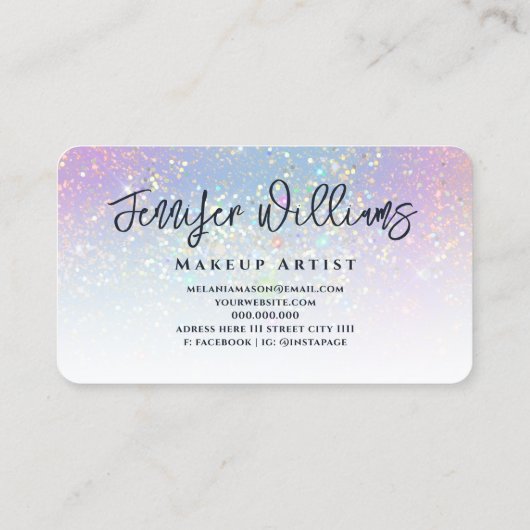 Holografischer Glitzer Elegante Glitzern Beauty Gl Visitenkarte (Rückseite)