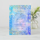 Holografischer Glitzer-Glitzern des lebhaften Blue Einladung (Stehend Vorderseite)
