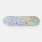 Holografischer Glitzer Glitzern Girly Skateboard (Horizontal)