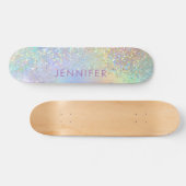 Holografischer Glitzer Glitzern Girly Skateboard (Horizontal)