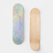 Holografischer Glitzer Glitzern Girly Skateboard (Vorderseite)