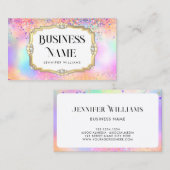 Holografischer Glitzer Gold Pastel Elegantes Rosa Visitenkarte (Vorne/Hinten)