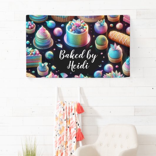 Holografischer Glitzer Kuchen und Süßigkeiten Bäck Banner (Insitu)
