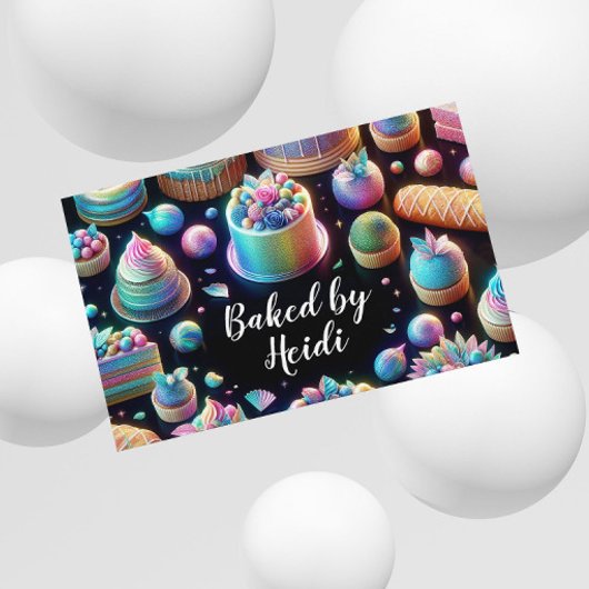 Holografischer Glitzer Kuchen und Süßigkeiten Bäck Visitenkarte