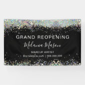 Holografischer Glitzer Makeup Artist Black Elegant Banner (Horizontal)
