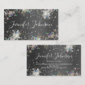Holografischer Glitzer Makeup Artist Elegant Black Visitenkarte (Vorne/Hinten)