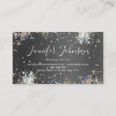 Holografischer Glitzer Makeup Artist Elegant Black Visitenkarte (Rückseite)