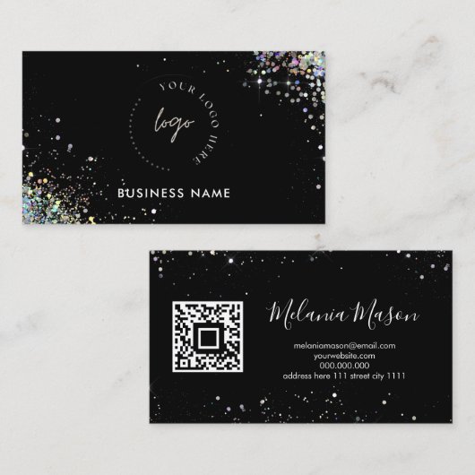 Holografischer Glitzer mit benutzerdefiniertem QR- Visitenkarte (Vorne/Hinten)