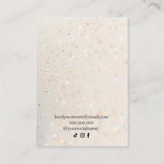 Holografischer Glitzer-Ohrringe aus Leichtgold Visitenkarte (Rückseite)