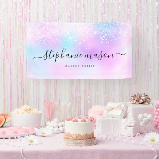 Holografischer Glitzer Pastel Girly Banner (Party)