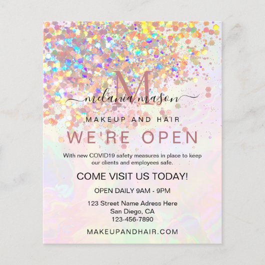 Holografischer Glitzer Pearl Wir sind Open Elegant Flyer (Vorne)